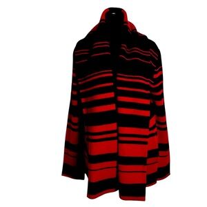 Pendleton Red & Black Striped Wool-Angora Draped Cardigan Jacket (Petite M)